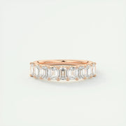 1.80 TCW EMERALD CUT HALF ETERNITY MOISSANITE BRIDAL WEDDING BAND Mapple Gems